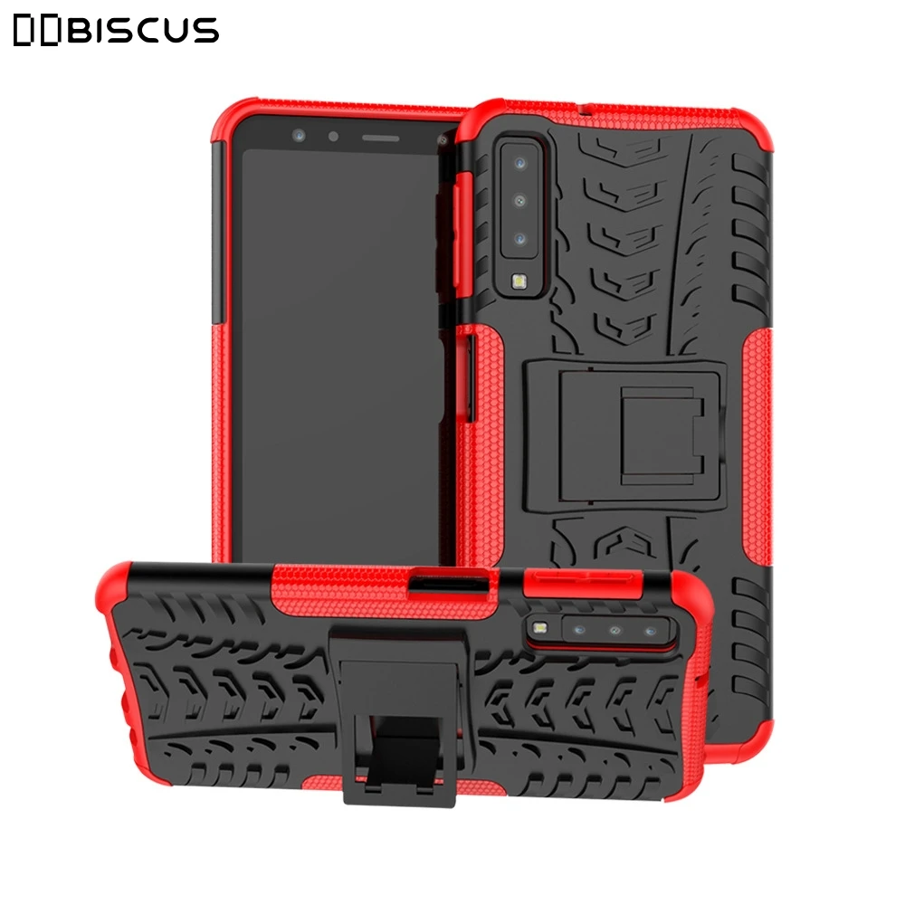 

For Samsung Galaxy A7 2018 SM-A750F/DS 6.0 inch A 7 2018 Case Hard Plastic Soft Silicone Hybrid Armor Stand PC + TPU Cover