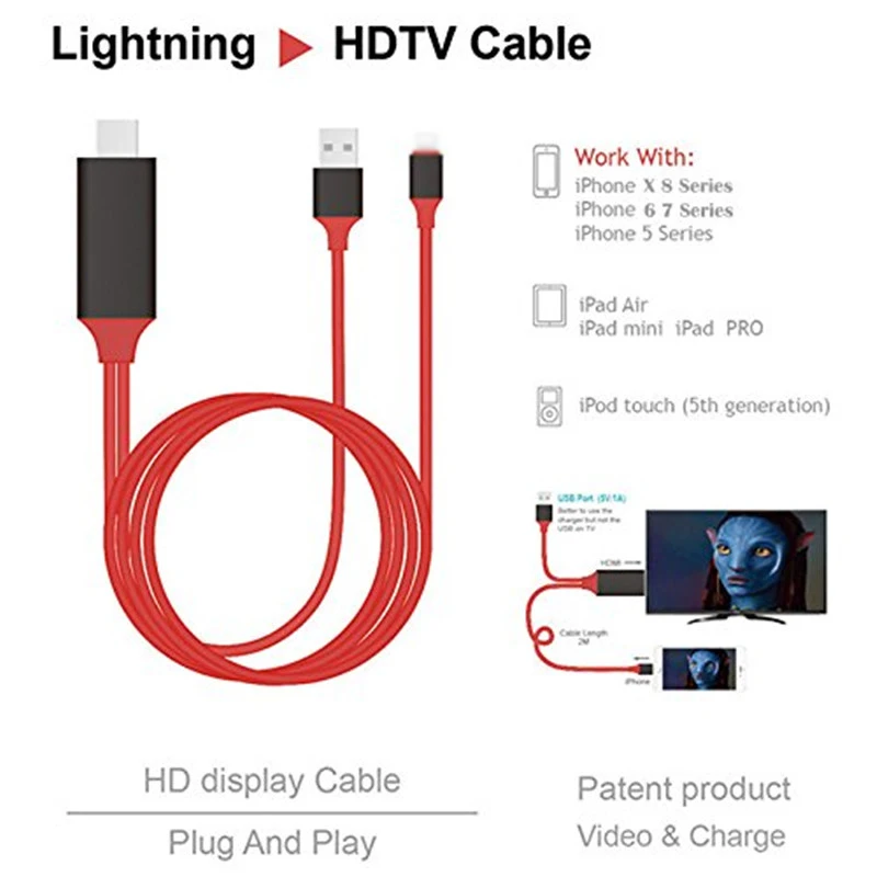 DOITOP 8 контактный кабель HDMI HD 1080P конвертер Кабель адаптер для iPhone X 7 6 6s Plus 5 5S SE Apple TV