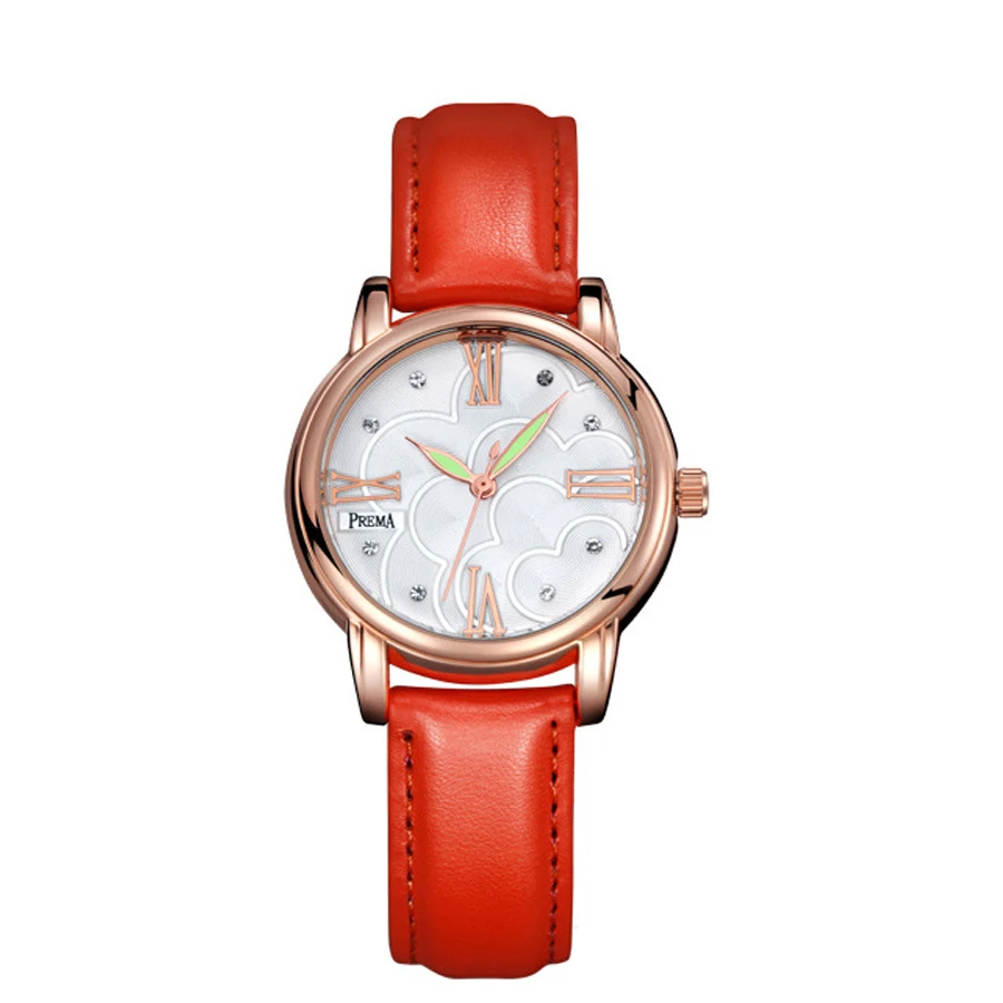 

PREMA Brand Fashion Student Watches Ladies Casual Quartz Watch Female Clock montre relogio feminino Wrist Watch Leather Strap