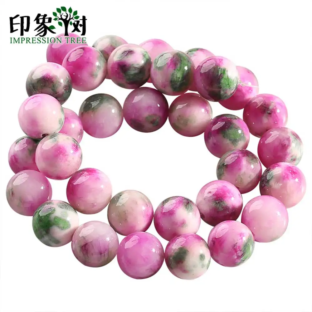 Buy Pink Green Round Beads 6/8/10/12mm Smooth Natural