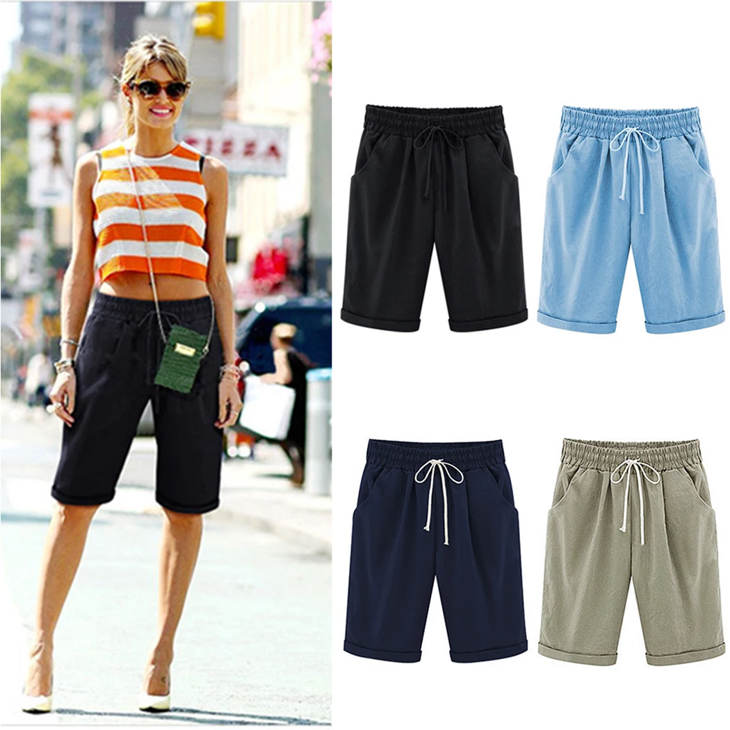 Summer Casual Women Short Pants Fashion Plus Size Drawstring Loose ...