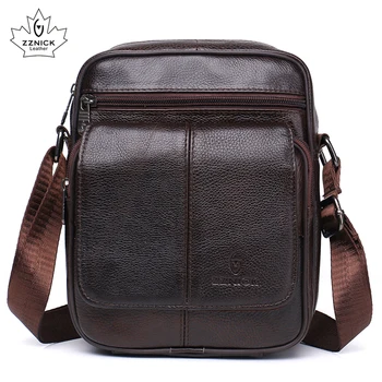 

Genuine Leather Men Bag Flap Cow Leather Shoulder Bags Flap Pocket Crossbody Bags Fashion Soft Zipper Men Male Bag ZZNICK