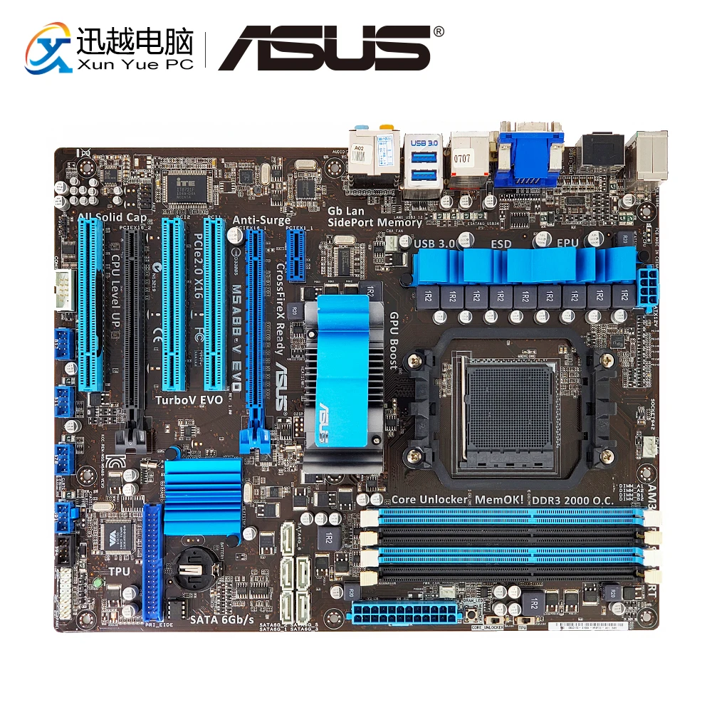 

Asus M5A88-V EVO Desktop Motherboard 880G Socket AM3+ DDR3 16G SATA3 USB3.0 VGA DVI HDMI ATX