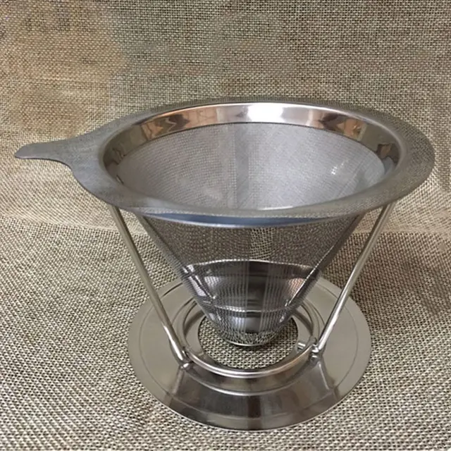 Special Price 2-4 Cups Portable Coffee Filter With Stand Stainless Steel Tea Espresso Coffee Dripper Pour Reusable Funnel High Quality HG99