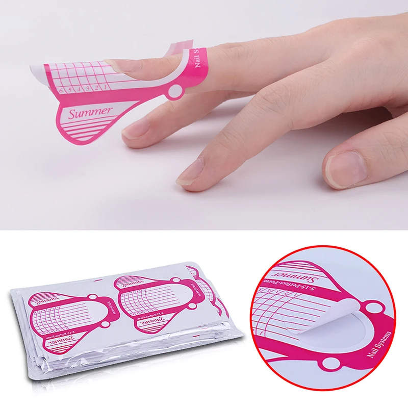 

HNM 100pcs Nail Forms Tips Acrylic Gel Extension Sticker Professional Nail Polish Curl Forme Guide Form Nail Art Tools