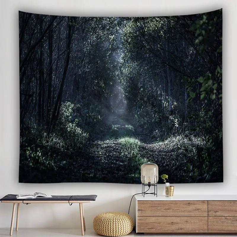 wild woodland tapestry nature scenery wall hanging decoration trees forest tapiz modern farmhouse decor