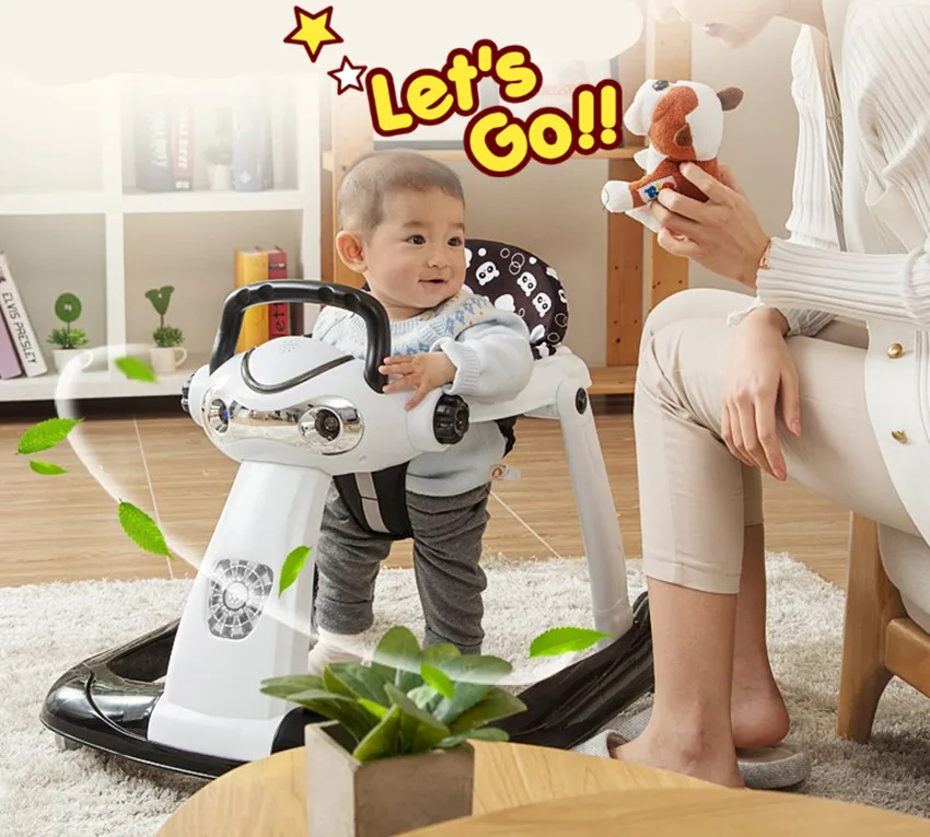 4 hot moms Multi-function baby walker anti-rollover baby start walk can sit can push Складная ходунка для малышей