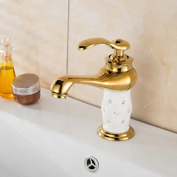 

Upgraded Basin Faucets Tap Brass with Diamond Bathroom Faucet Gold Mixer Tap Single Handle Hot And Cold Washbasin Tap