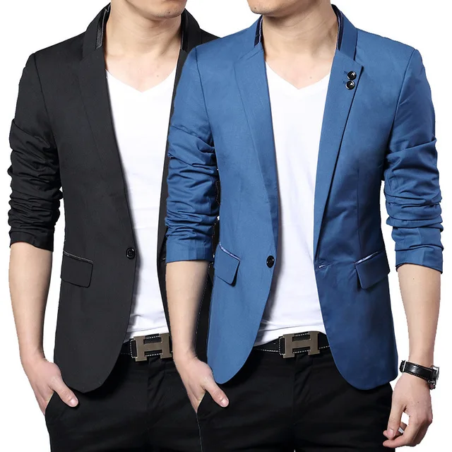 Printemps 2017 Mode Bleu Silm Fit Élégant Blazer Hommes Britannique Bureau Classique Costumes Hommes Blazer Veste