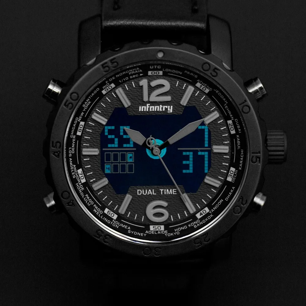 Армейские часы для мужчин, светодиодный цифровой кварцевые мужские часы, лучший бренд, роскошные спортивные черные кожаные часы для мужчин, Relogio Masculino