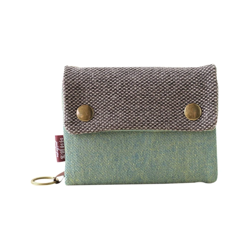 

Unisex Men Women's Three Layer Folded Manual Canvas Wallet Bag With Multi Card Holder,Boy Girl's Multifunction Coin Purse(Gree