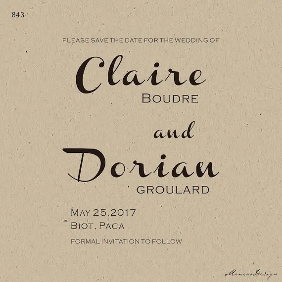 save the date stamp diy invitation stamp french script names and
