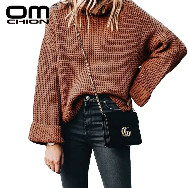 OMCHION Pull Femme Knitted Turtleneck Sweater Women Loose Thick Oversized Pullover Korean Winter Sweaters Jumper LMM273  Женская