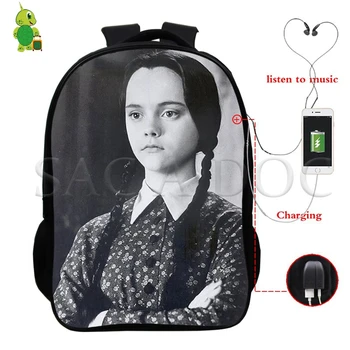 

Wednesday Addams Multifunction Backpack for Teenage Girls Boys School Bags Women Men USB Charge Laptop Backpack Travel Bags