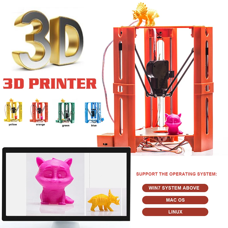 

2019 New 3D Printer full Metal Frame High Precision Hot Melt Stacking 3D Printer DIY Kit High Quality for Studying Entertainment