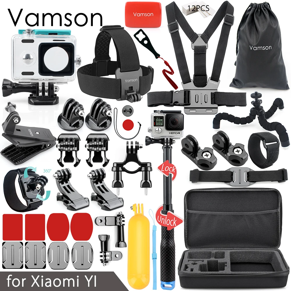 

Vamson Accessories Set for xiaomi yi 1 for xiaom yi 2 4k Collection Box Head Chest Strap Mount Waterproof Case VS91