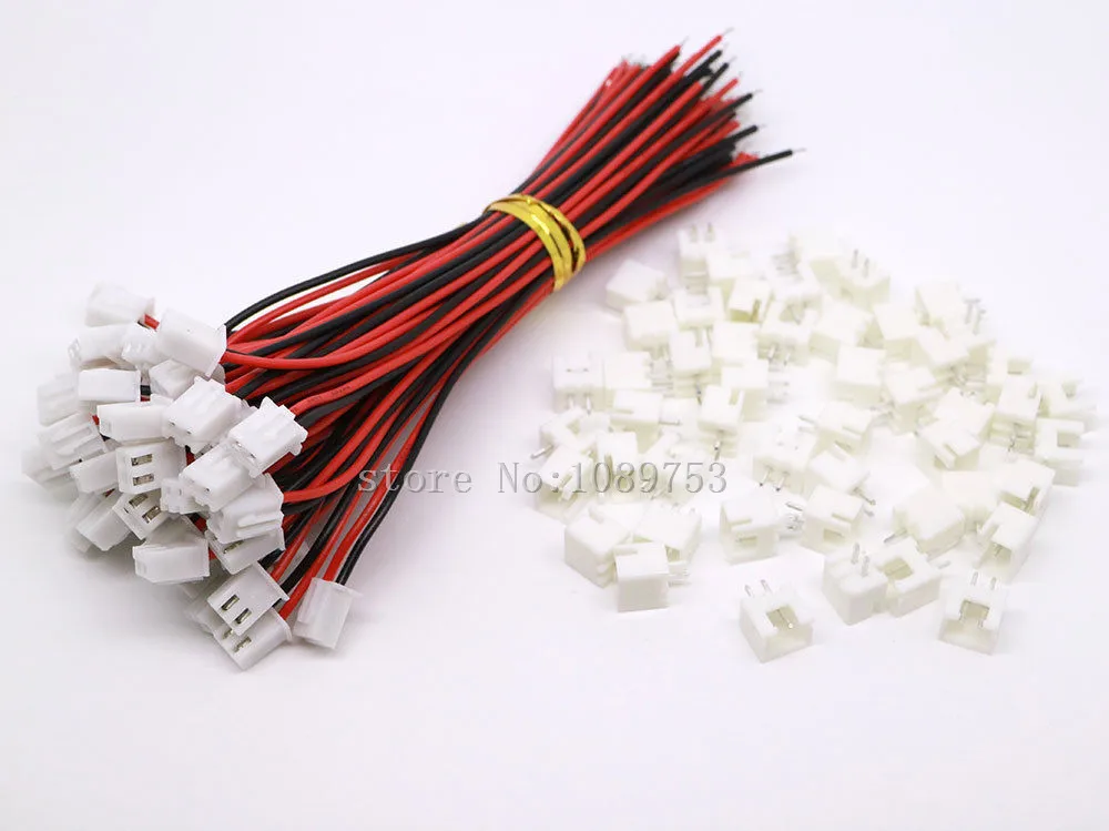 100 SETS JST XH 2.5-2 Pin Battery Connector Plug Female & Male with 100MM Wire 100 SETS JST XH 2.5-2 Pin Battery Connector Plug Female & Male with 100MM Wire