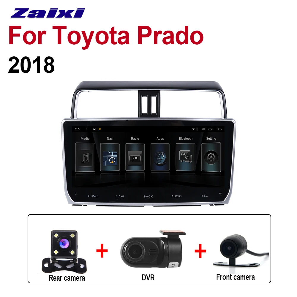 ZaiXi 10,2" Автомобильный мультимедийный плеер Android авто радио для Toyota Land Cruiser Prado DVD gps 8 ядер 4 Гб+ 32 ГБ Bluetooth WiFi