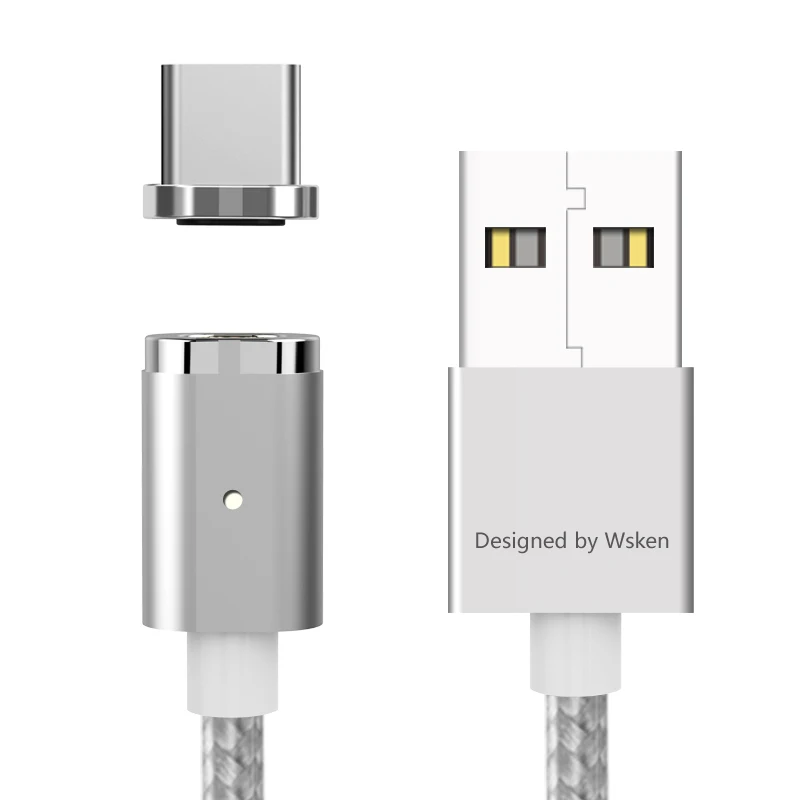 Type-c Silver WSKEN Mini 2 X-кабель металлический магнитный кабель type-C Быстрая зарядка для samsung S8 huawei Xiaomi 1 м черный/серебристый - Цвет: Type-c Silver