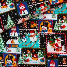 135 см x 50 см хлопок горячий серебряный мультфильм ткань-Санта-Клаус, снеговики, рождественские деревья(321