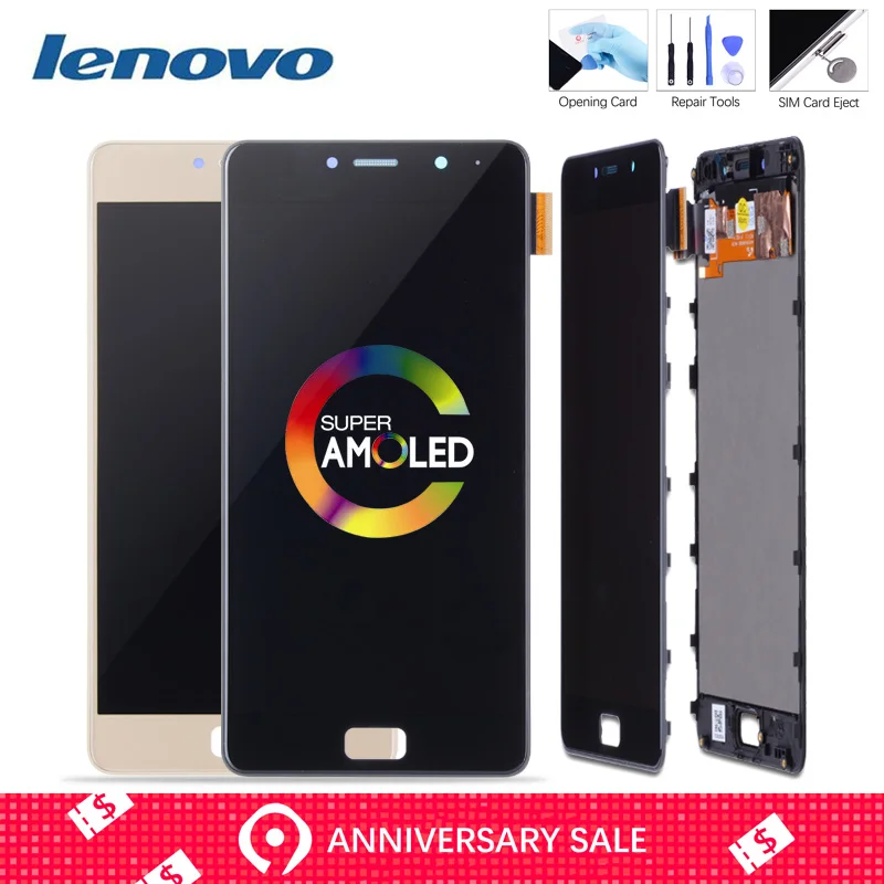 

AMOLED Original 5.5" LCD For Lenovo P2 Display Touch Screen With Frame For Lenovo Vibe P2 LCD Display P2c72 P2a42