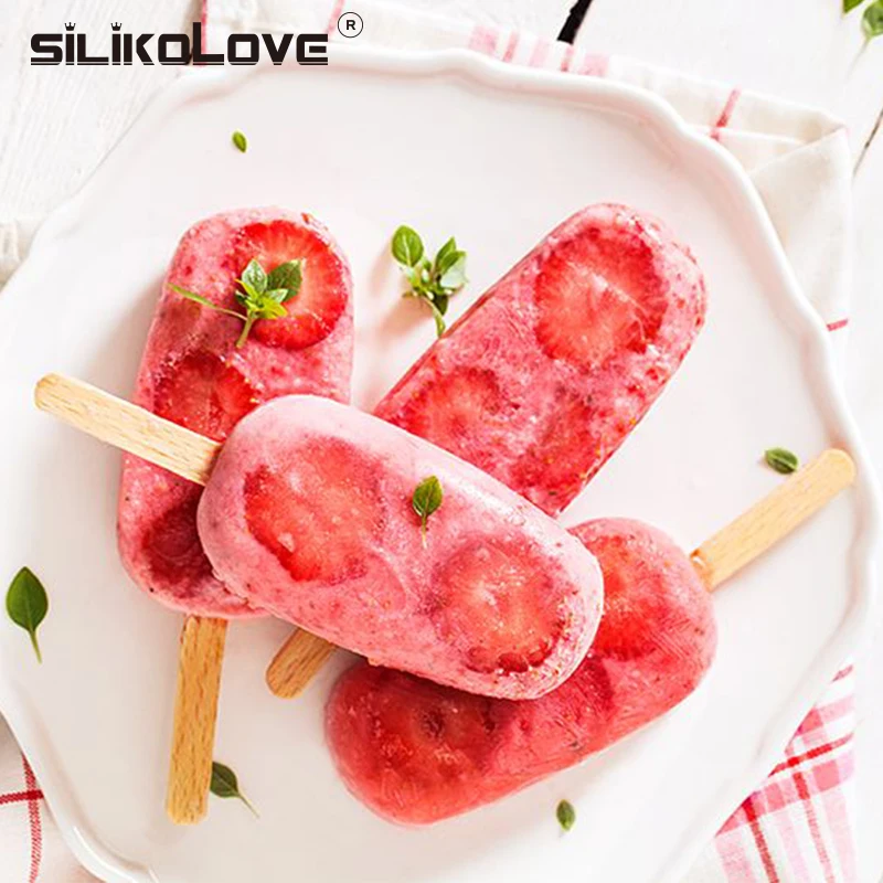SILIKOLOVE 8 полости форма для изготовления мороженого Makers силиконовые толстый материал DIY формы ледяные кубики формы для десертов лоток с эскимо