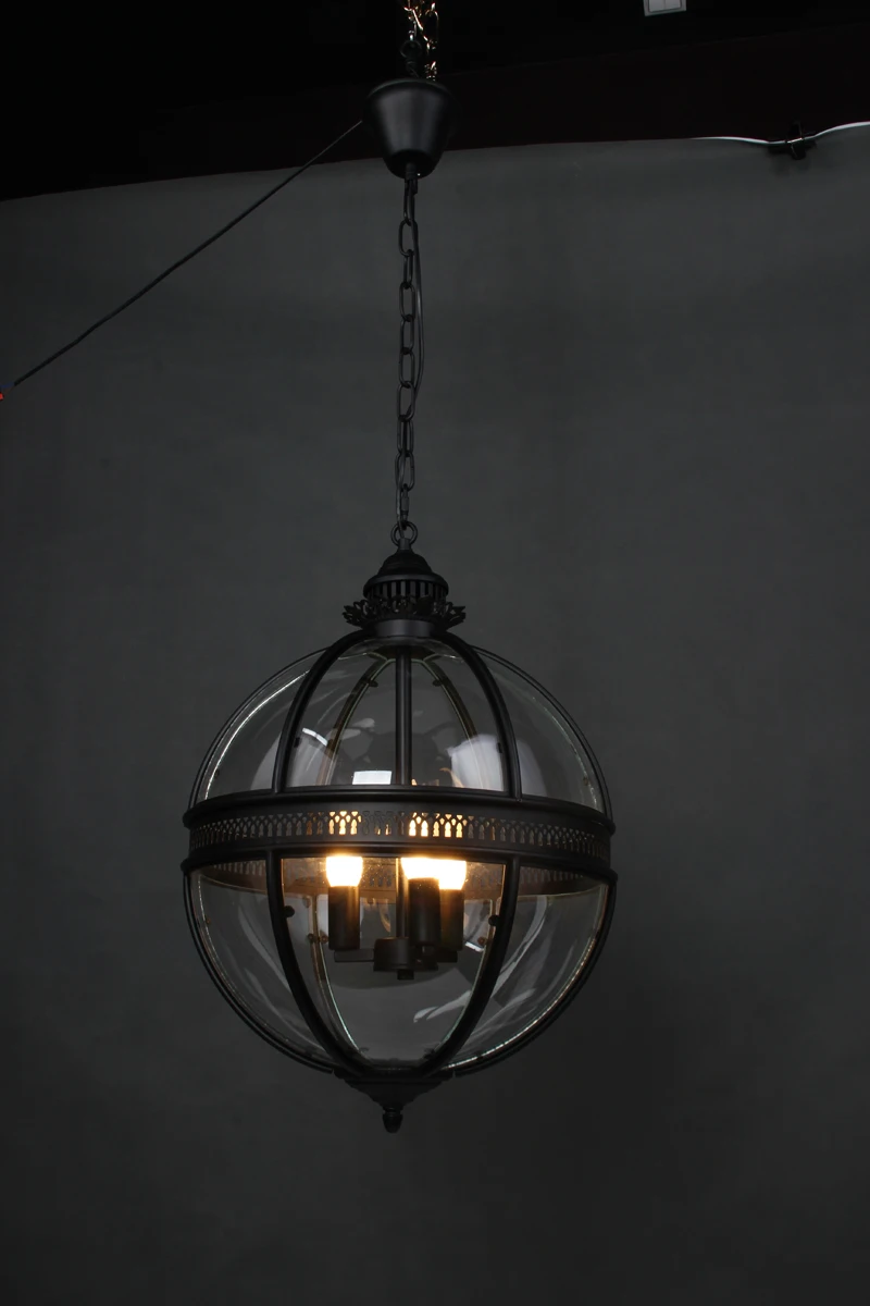 Wrought Iron Glass Lampshade Pendant Lamp Creative Personality Vintage Restaurant Bar Cafe American Living Room Pendant Light-6