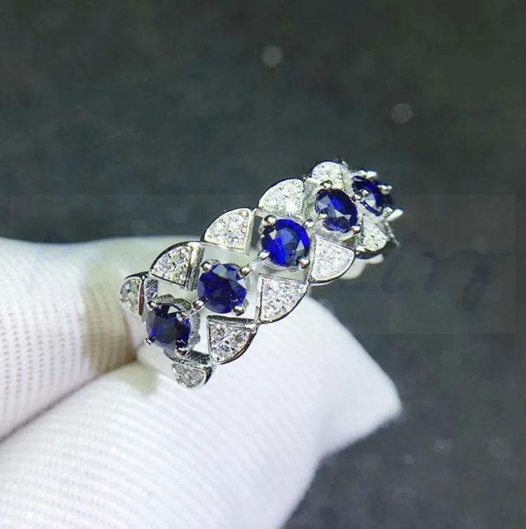 Кольцо с натуральным настоящим сапфиром, 0.15ct* 6 шт. драгоценный камень,, ювелирное изделие из стерлингового серебра 925 пробы, хорошее ювелирное изделие J9011817