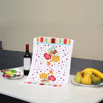 

5pcs/set tea towel Absorbent Wash towel kitchen cloth Microfiber fiber reactive printing cloth washing towel cleaning towel