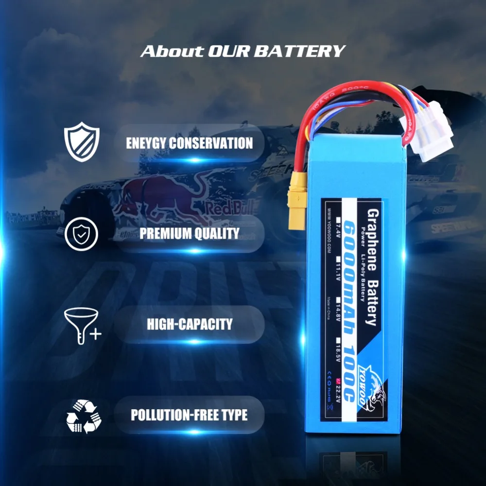 Lipo 6S 22,2 V 6000mAh 100C Burst 200C аккумулятор с высокой разрядностью XT90 EC5 Графен для радиоуправляемого автомобиля грузовика лодки вертолета Quad