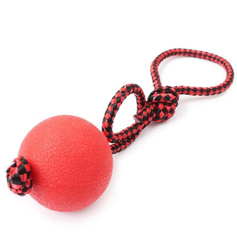 Indestructible Dog Ball Pet Dog Training Toy Puppy Tug Balls Toys Pet Chew Toys Small Size Solid Rubber Balls with Rope