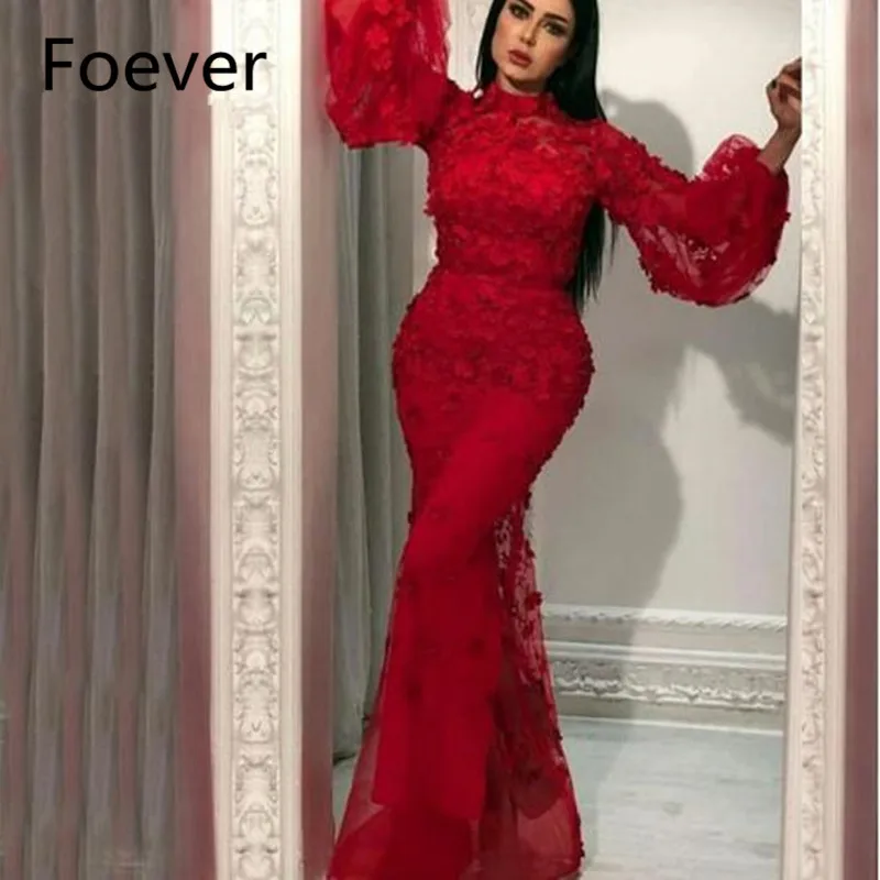 Красное Abendkleider Дубай арабское вечернее платье 2019 Новое изготовленное на заказ платье с длинными рукавами для свадебной вечеринки Robe De Soiree