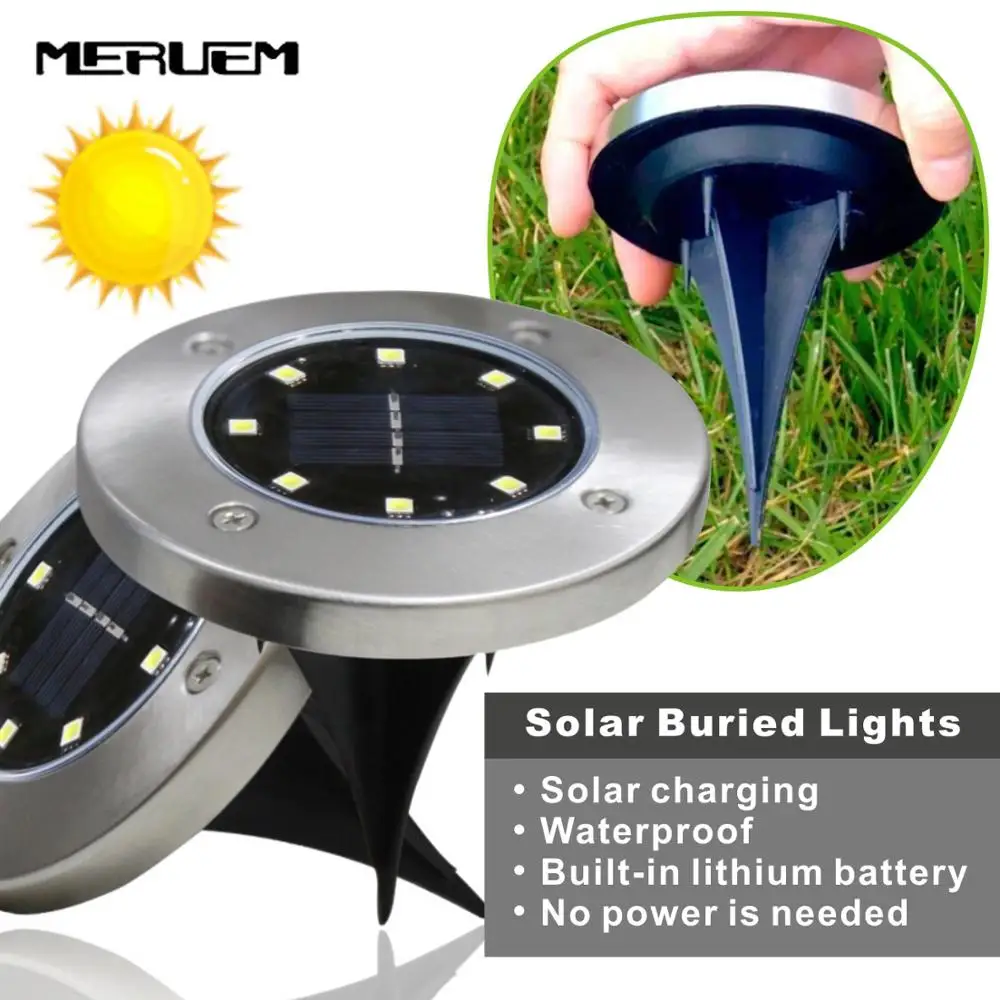 4 LED 8 LED Solar Power Buried Light Under Ground Lamp Outdoor Path Way Garden Lawn Yard Outdoor Underground  Lighting Lamps