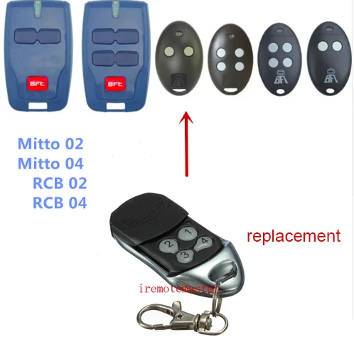 BFT Mitto 02, 04 RCB02 RCB04 remote control replacement 433mhz rolling code motorlift replacement remote control 94334e 433mhz rolling code