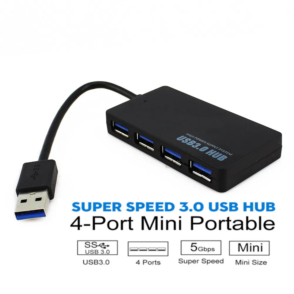 USB 3,0 концентратор 4 Порты и разъёмы сплиттер адаптер Портативный высокоскоростной 5Gbp мульти USB3.0 концентратор интерфейс питания постоянного тока для ПК, ноутбука, настольного компьютера Mac pro