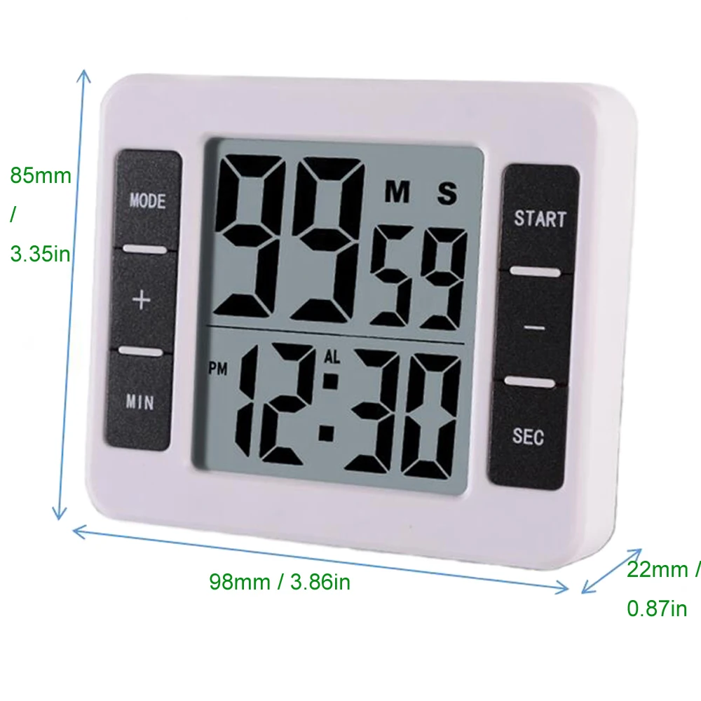 Magnetic LCD Digital Kitchen Cooking Timer with Alarm Clock Count Up Countdown Timer Reminder 99 minutes and 59 seconds Magnetic LCD Digital Kitchen Cooking Timer with Alarm Clock Count Up Countdown Timer Reminder 99 minutes and 59 seconds