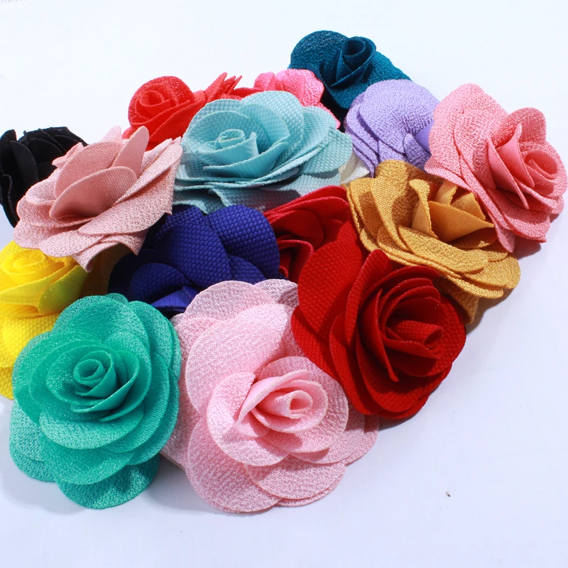 

120PCS 7CM Big Fashion Burlap Fabric Flowers For Headwear Hair Flower For DIY Accessories U Pick Colors