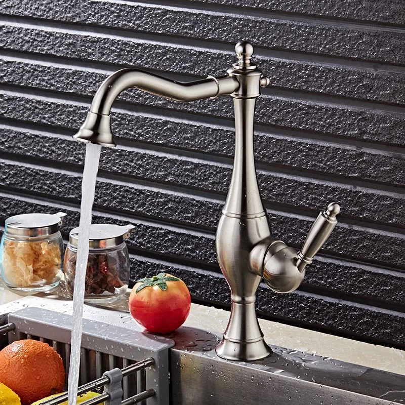 Bathroom Basin Faucet Nickel or Gold Sink Faucet Brass Swivel Single Handle Kitchen Faucet Bathroom Basin