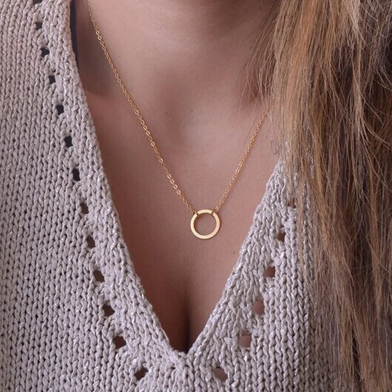 

Hot Selling New Punk Round Pendants Necklaces For Women Jewelry Clavicle Chain Collier