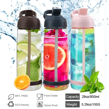 

850ml Outdoor Water Bottle with Straw Sports Bottles Eco-friendly with Lid Hiking Camping Plastic BPA Free
