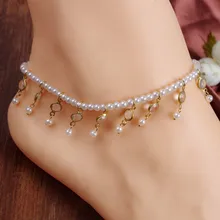 White Simulated-pearl Anklet Beads Leg Bracelet Foot Jewelry Ankle Bracelets Women Enkelbandje Tornozeleira Pulseras Tobilleras