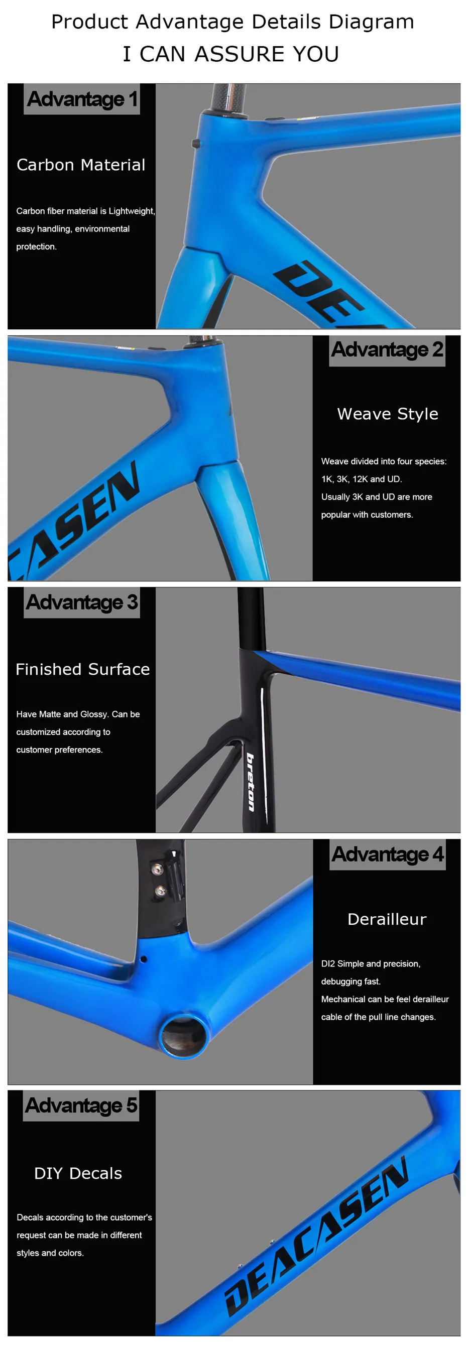 Flash Deal Deacasen 2018 New light Carbon Road Bike Frame UD Carbon Road Bicycle Frameset With Seatpost Headset XS/S/M/L 8