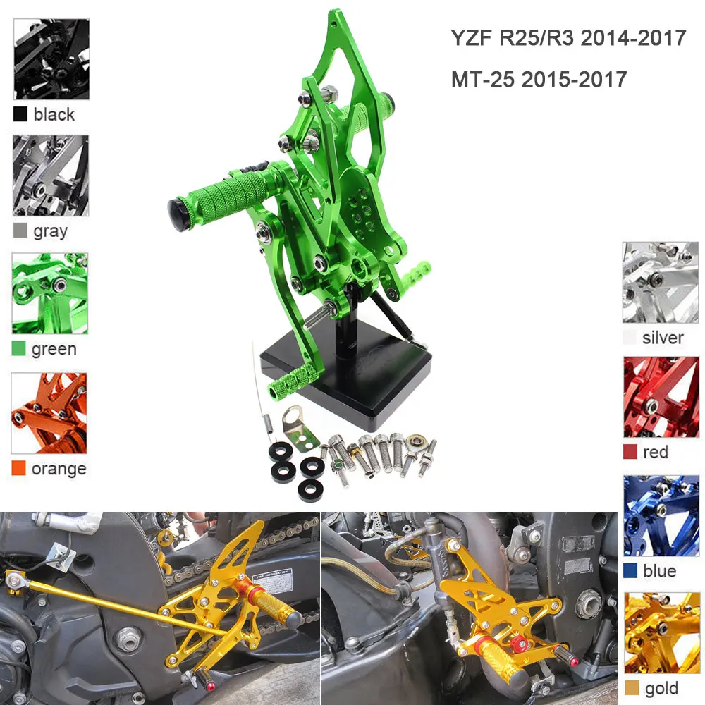 

CNC Aluminum Adjustable Rearsets For Yamaha YZF R25 R3 MT25 2014-2017 Foot Pegs YZF-R25 YZF-R3 MT-25