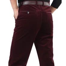 Großhandel herbst winter dicken abschnitt cordhose lose gerade mittleren alters taille gummizug Hosen beiläufige lange hosen