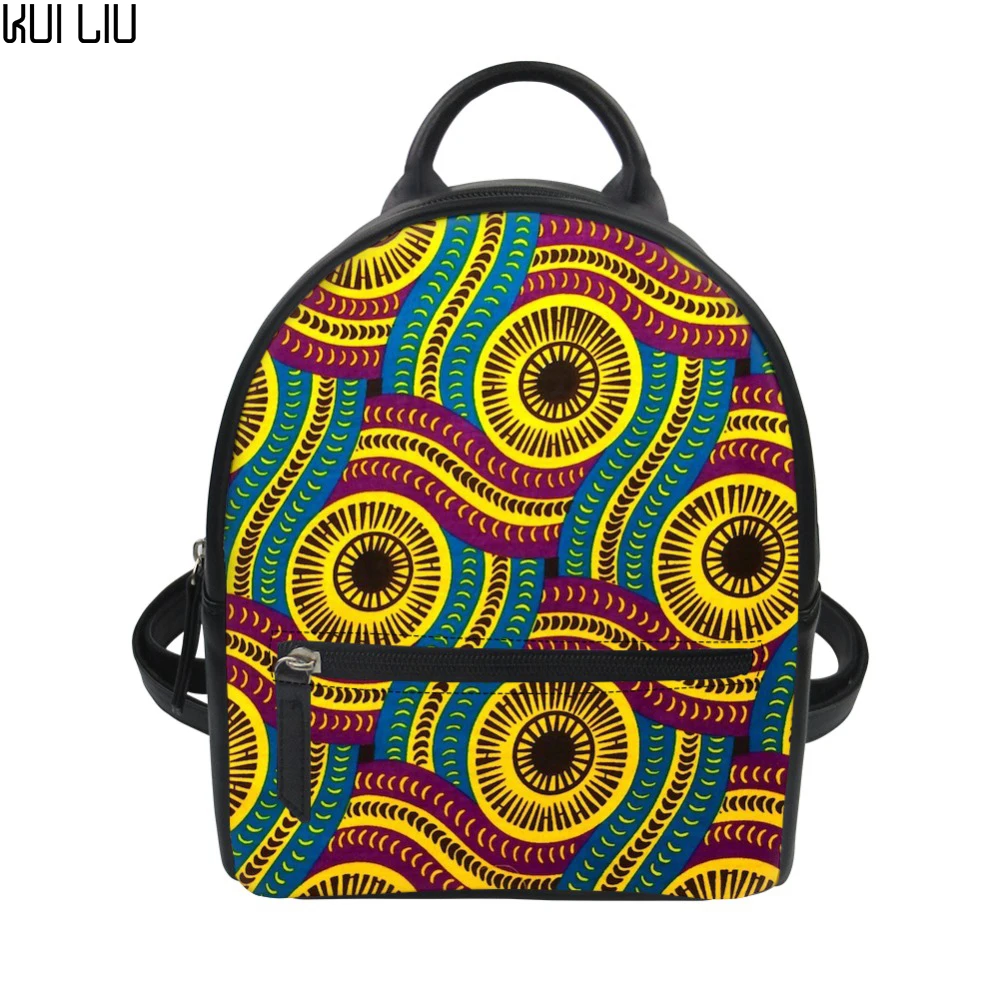 

African traditional printed Backpack Women Pu Leather Female Backpack Teenager School Bags Feminina Rucksack Mochilas Mujer 2018