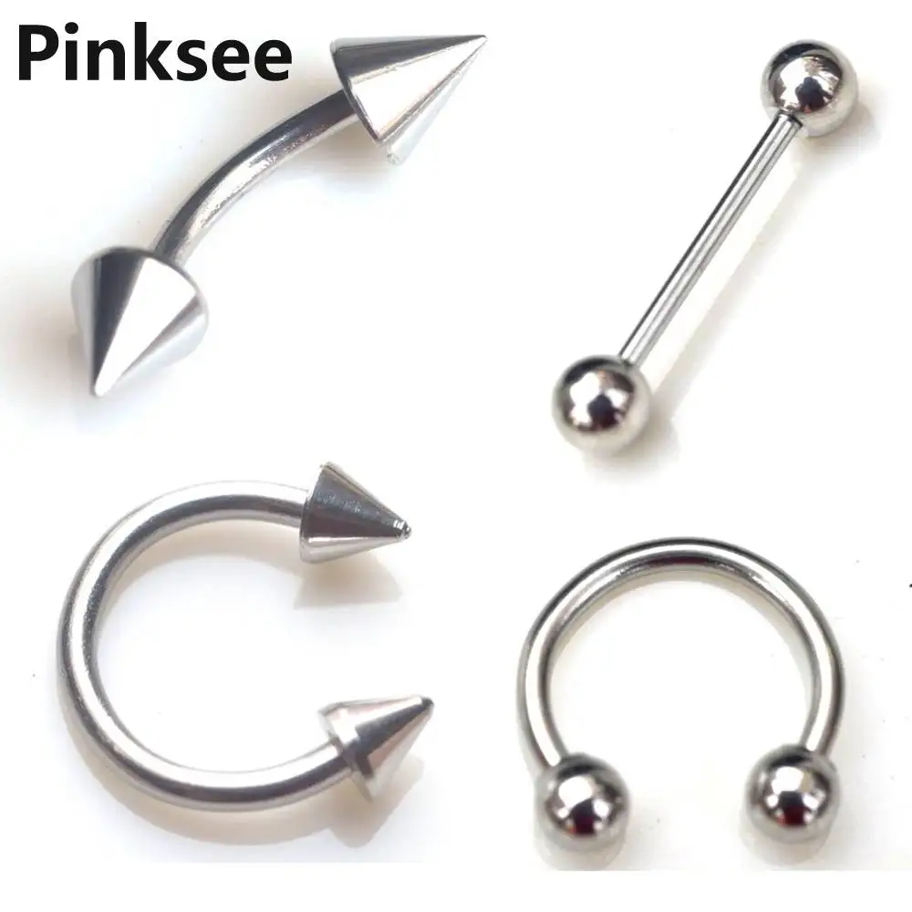 

2Pcs Surgical Steel Cartilage Earrings Fake Eyebrow Nose Lip Captive Bead Tongue Nipple Ring Piercing Tragus Body Jewelry