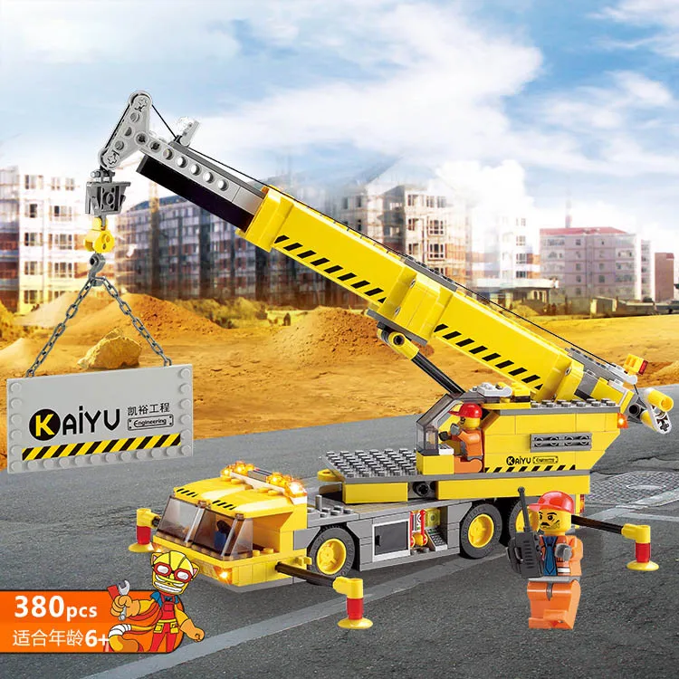 

380PCS DIY Crane Hoist Truck Assembling Building Blocks Plastic Toys Kit Small Particles Educational Toy Gift For Children
