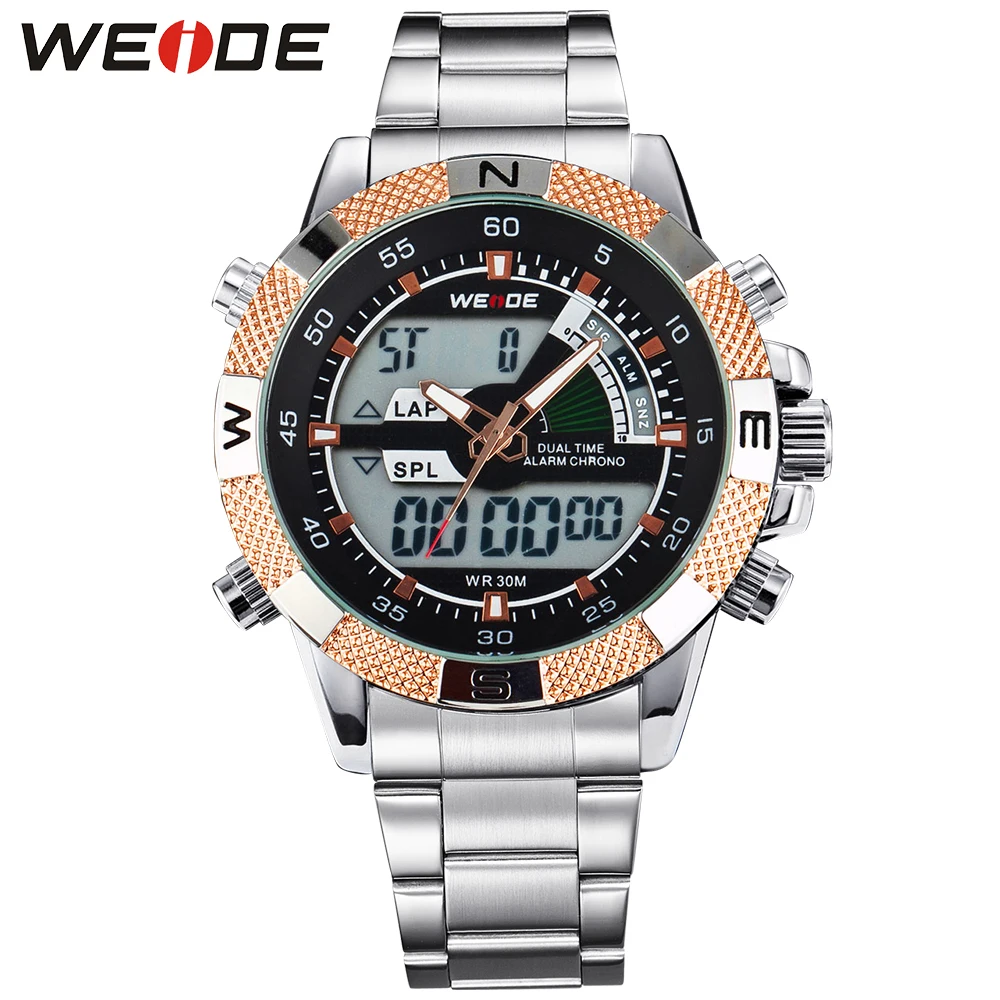 ФОТО Hot Sale! WEIDE Sports Watches Men's Quartz Military Army Diver Men Full Steel Watch Luxury Brand Famous 7-colors Free Shipping