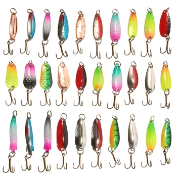 

Lixada 31 PCS Spinner Hard Bait Fishing Lure Set Spoon Lure Metal Treble Hook Artificial Fishing Spinnerbait Fishing Tool Tackle