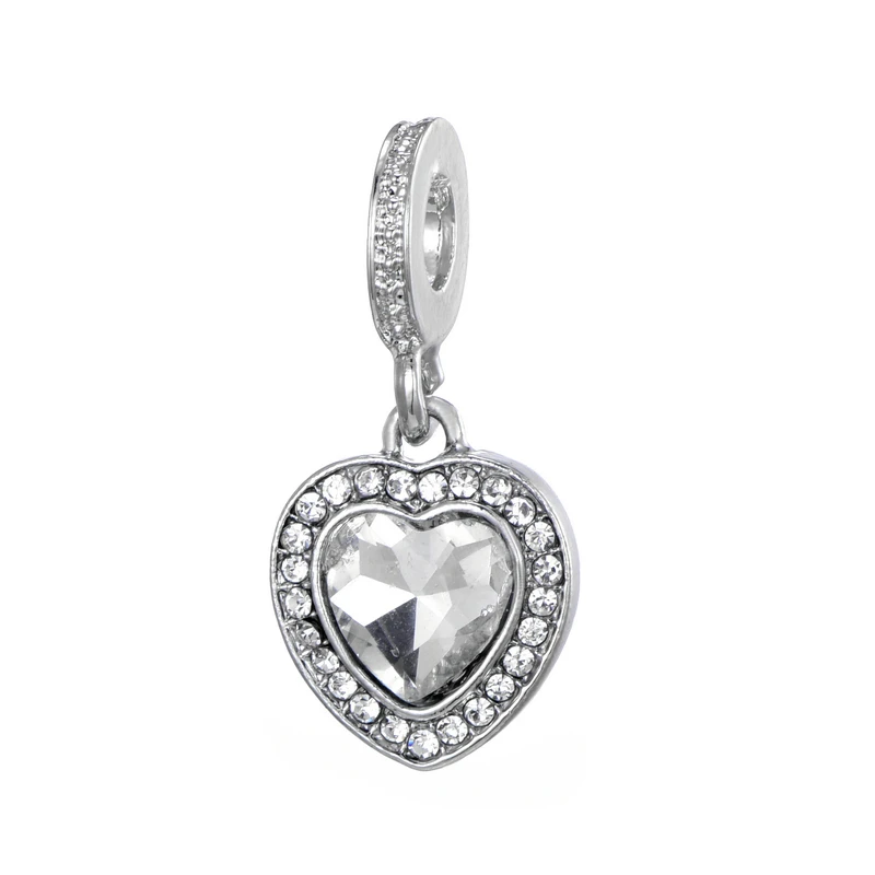 CUTEECO роскошное серебряное и Золотое любовное сердце милый кулон с кристаллом Fit Pandora браслет и ожерелье для женщин ювелирные изделия аксессуары - Цвет: Белый